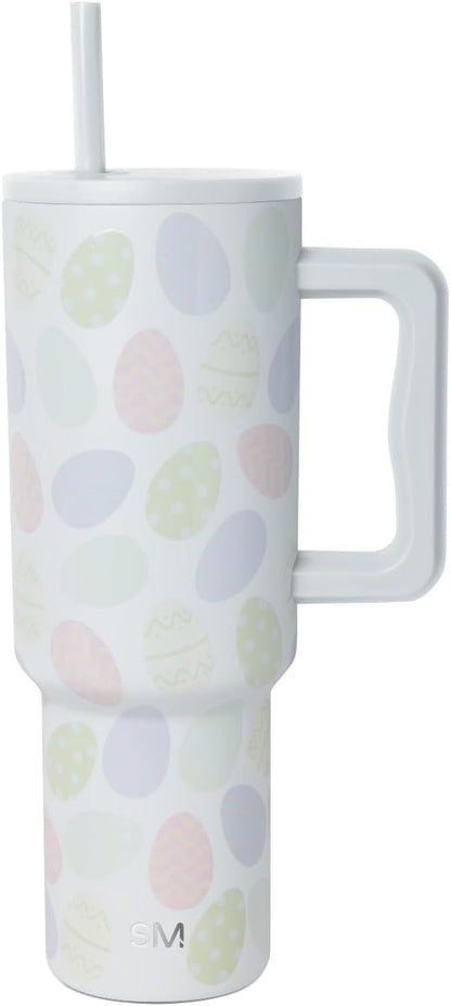 Simple Modern Tumbler with Handle and Straw | 40oz | Easter Eggs | Trek Tumbler by Unknown