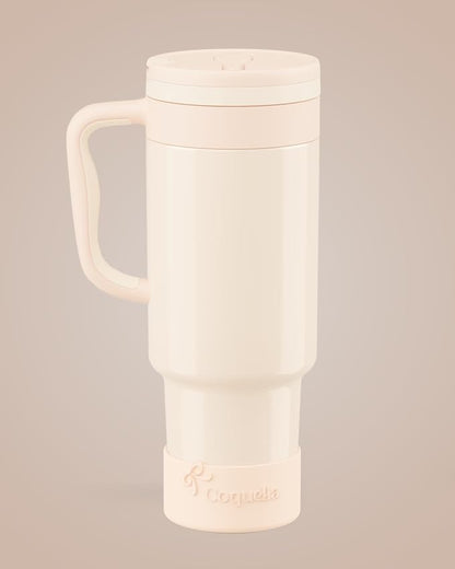 40 oz Insulated Tumbler with Handle and Push-Button Straw Lid, Stainless Steel - Image 2