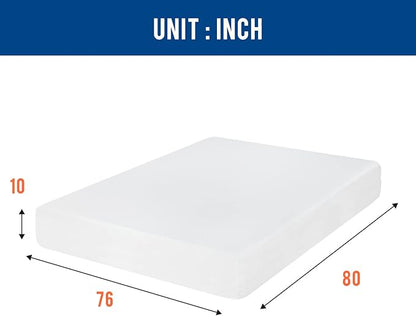 FDW | 10 Inch King Mattress | Medium Firm | Gel Memory Foam Mattress | White | Bed in a Box, CertiPUR-US Certified | Pressure Relief, Cooling Ventilated Foam | Washable Removable Cover
