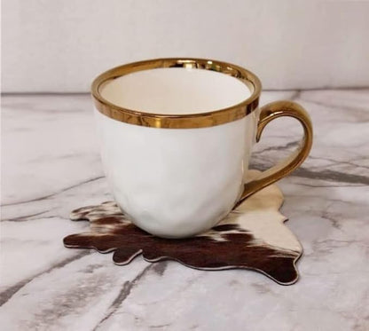 Cowhide Coaster Set of 6 pcs Natural Cowhide Drink Coasters Hair On Cow Shape - Image 4