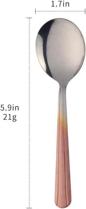 Bouillon Spoons Set of 12, 5.9 Inch Stainless Steel Soup Spoon, Metal Round - Image 7