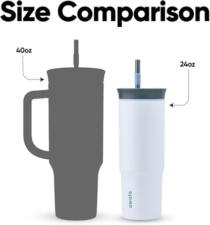 Owala Tumbler Stainless Steel Water Bottle 24 oz The Great Blue | 2-in-1 - Image 6