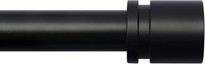 Curtain Rods for Windows 16 to 120 Inches Adjustable Length 1 Inch Diameter Window Curtain Rod with Aluminium Finials, Black