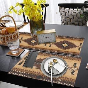 Table Runner and Placemats Set of 6, Boho Aztec | Western Tribal Ethnic Art - Image 6