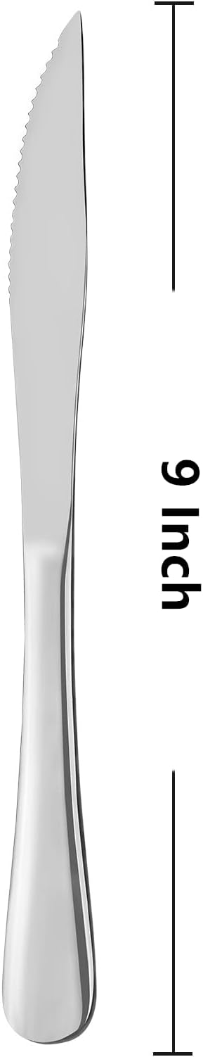 SANTUO 12-piece Dinner Knives, Serrated 18/10 Stainless Steel Steak Knife Set - Image 6
