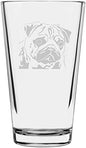 Pug Customizable Dog Themed Etched All Purpose 16oz Pint Glass