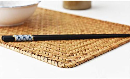 12 Pack Rectangular Woven Placemats, Rattan Wicker Table Mats, 17" x 12", Natural Seagrass Place Mats for Dining Table