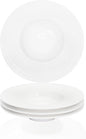 Ceramic Wide Rimmed Soup Plate, Soup Bowl 12 oz, Pasta Bowl Set of 4, White Shallow Bowl Plate with Rim, Best choice for high-end restaurants, hotels, and foodies,11.4 Inch Coil relief