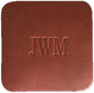 Ox & Pine Personalized Leather Coaster - Sold Individually or in Sets of 4 - Customize Inscription - 100% Full-Grain Leather – 4" Round or 4" Square (Square, Brown, 1 Individual Coaster)