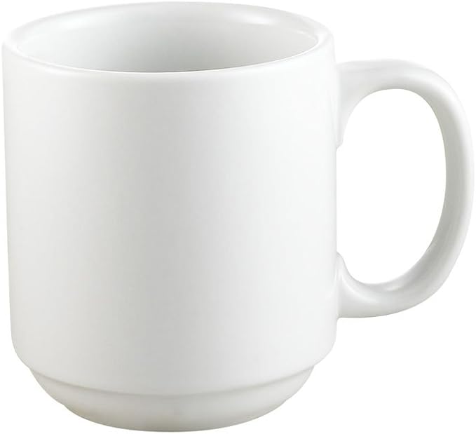 CAC China PRM-10-P 10-Ounce Porcelain Round Stacking Mug, 3-1/4-Inch, Super by CACChina