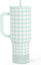 SANDJEST Mint Gingham 40oz Slider Tumbler by SANDJEST