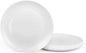 7.5 inch Ribbed Salad Appetizer Plate Set of 6, Opal Glass Round Small White Plates for Dessert, Kitchen, Dishwasher and Microwave Safe