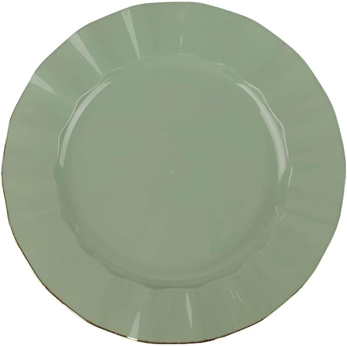 Efavormart 9" Salad Plates – Set of 10 Plastic Dusty Sage Green Round - Image 7