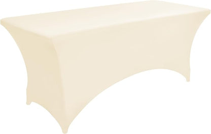 6-Pack 6ft Spandex Table Covers for Rectangle Standard Folding Tables - Wrinkle Resistant Stretch Tablecloths - Ultimate Fitted Table Protector for Parties, Trade Shows, Wedding