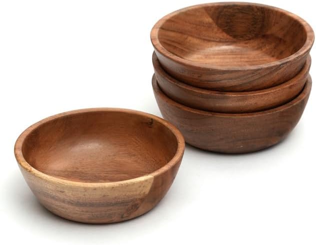 Acacia Wood Bowl Set of 4, 4.75-Inch Medium Serving Bowls, 150 Cubic cm Volume - Image 7