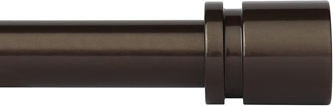 Curtain Rods for Windows 16 to 144 Inches Adjustable Length 1 Inch Diameter Window Curtain Rod with Aluminium End Cap, Antique Bronze