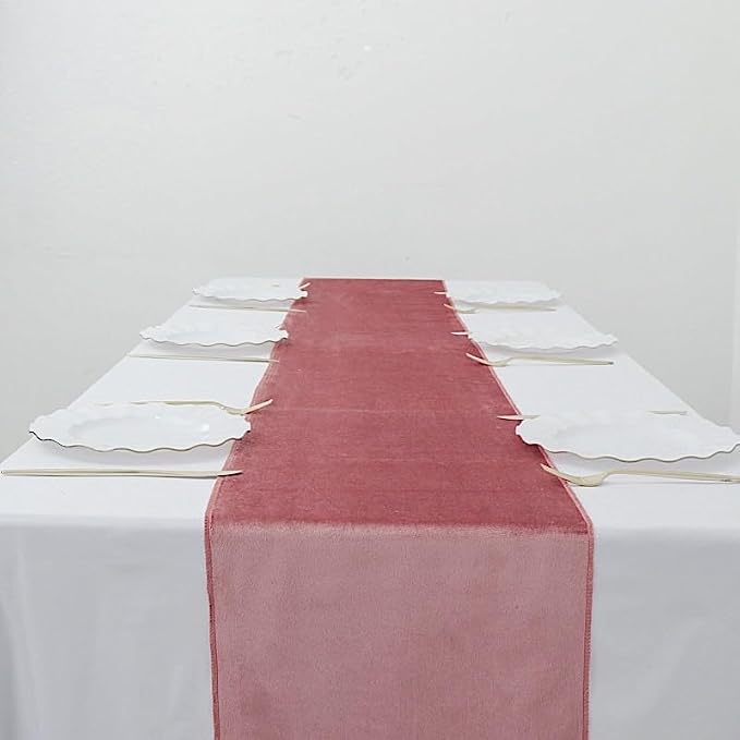 Balsa Circle 10 pcs 12x108-Inch Dusty Rose Premium Velvet Table Runners Wedding - Image 2