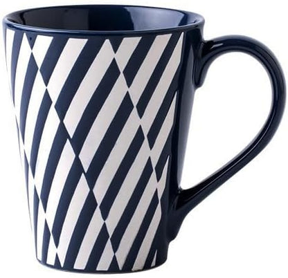 Ceramic Mug 15 Ounce Blue and White Zebra Stripe 3D Embossed Mug, Large Coffee by Tvvtuww