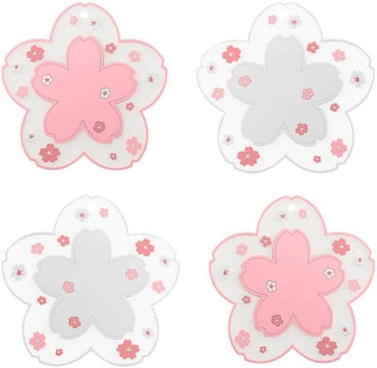 Sakura Coasters Set of 4 Kawaii Cup Mat Anti-Skid Pot Bowl Pad Placemats PVC by WELOCMETOBINOSTER