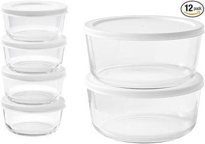 12-Piece Glass Food Storage Containers Set | 1-Cup & 6.5-Cup, Leakproof | by DuraLiving