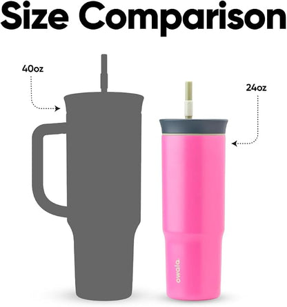 Owala Tumbler Stainless Steel Water Bottle 24 oz Watermelon Breeze | 2-in-1 - Image 6
