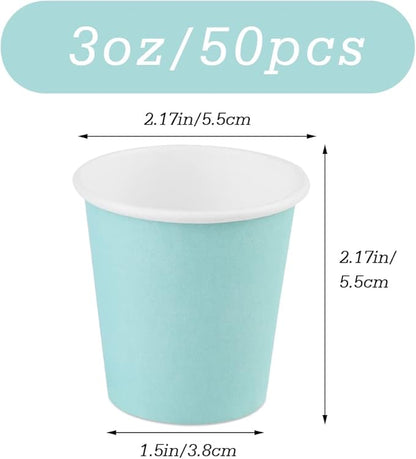 Wuadua 50 Pack 3 oz Blue Espresso Paper Cups - Sturdy and Leak-Proof for Parties, Events, Office, Home Use Disposable Mouthwash Cups - Ideal for Hot/Cold Drinks, Smooth Rim Design, Eco-Friendly