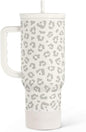 SANDJEST Leopard Tumbler with Handle, Insulated Cup Stainless Steel Travel Mug by SANDJEST