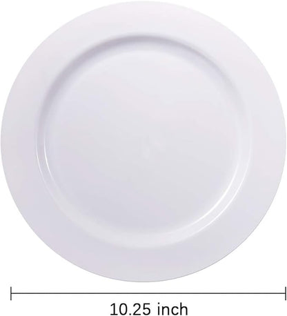 bUCLA 100PCS White Plastic Plates-10.25inch Disposable Dinner Plates-Premium Party&Wedding Plates