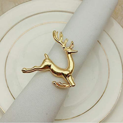 Napkin Rings Set of 6 Silver Set of 6 Napkin Rings Christmas, Holidays, Thanksgiving (Deer-3)