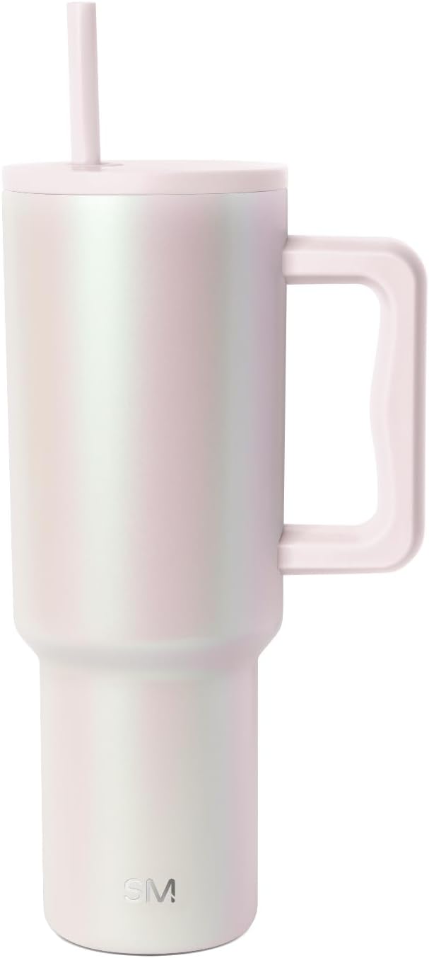 Simple Modern Tumbler with Handle and Straw | 40oz | Pearlescent | Trek Tumbler by Unknown
