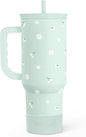 Daisy 40oz Tumbler with Handle and Straw – Flower Insulated Stainless Steel by SANDJEST