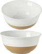 HASENSE Large Ceramic Serving Bowls Set of 2, 60 Oz 8.5 Inch White & Terracotta by Hasense