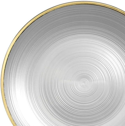 " OCCASIONS " 100 Plates Pack,(50 Guests) Premium Wedding Party Disposable Plastic Plates Set -50 x 10'' Dinner + 50 x 7'' Salad/Dessert (Belize in White Pearl & Gold)