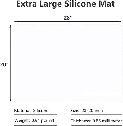 Gartful 2Pcs Extra Large Silicone Mats for Countertop, 28" by 20" Multipurpose Mat, Counter Table Protector, Desk Saver Pad, Placemat Nonstick Nonskid Heat-Resistant Pad, Translucent