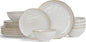 Famiware Ocean Round Plates and Bowls Set, 18 Pieces Dinnerware Sets, Dishes Set for 6, Reactive Glaze, Microwave and Dishwasher Safe, Scratch Resistant, Cappuccino White