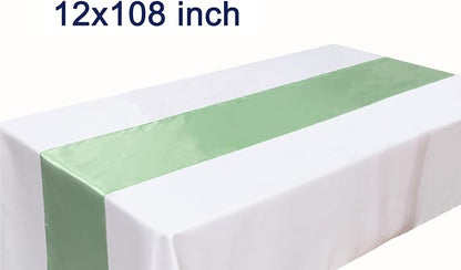Satin Sage Green Table Runners 10 Pack - Image 6