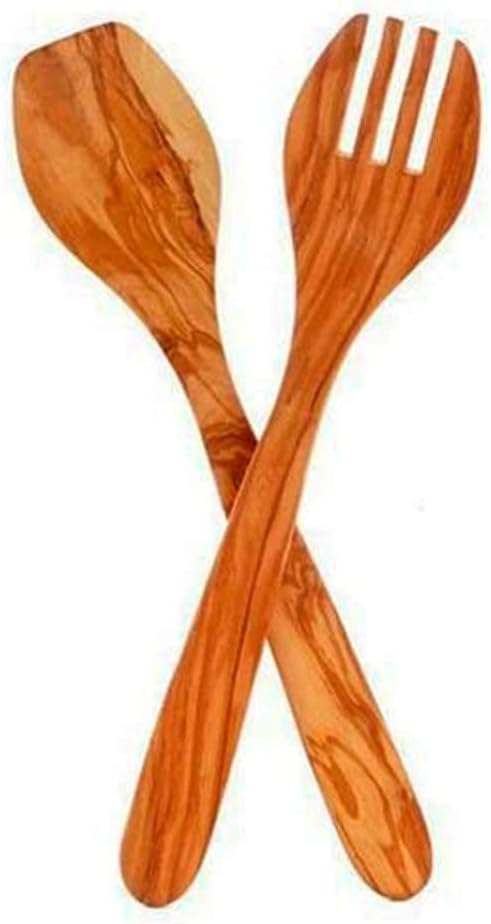 Eddington Italian Olive Wood Salad Server, Handcrafted in Europe, 2-Piece Set by Unknown
