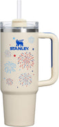 STANLEY Quencher H2.0 Flow State Tumbler, 30 oz, Cream Royal Fireworks | Handle by Unknown