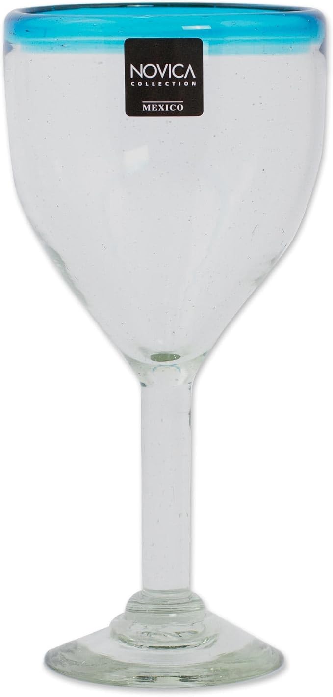 NOVICA Artisan Handblown Glass Wine Glasses Clear - Image 3
