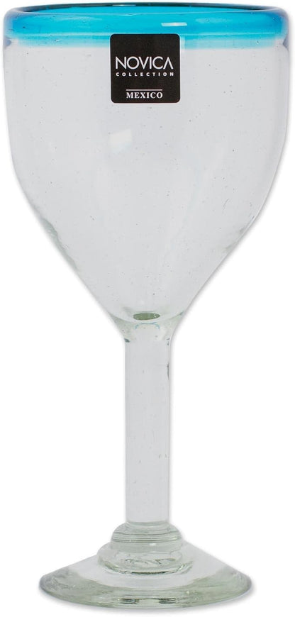NOVICA Artisan Handblown Glass Wine Glasses Clear - Image 3