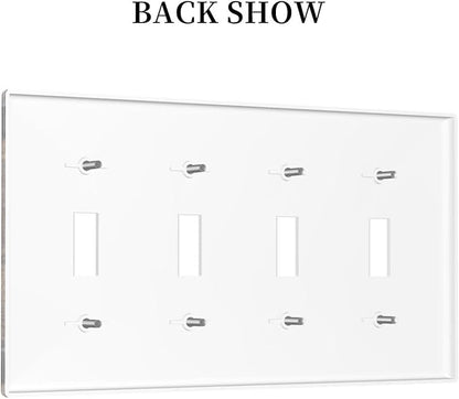 Light Switch Cover Rustic Barn Door Vintage Country Wood Board 4 Gang Switch Plate Quad Toggle Wall Plates Decorative Switchplate Electrical Outlet Cover for Farmhouse Cabin Decor