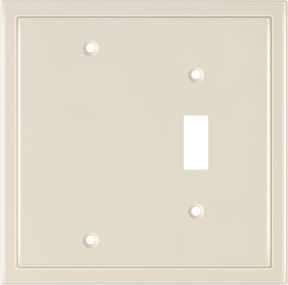Henne Bery Modern Edge Decorative Wall Plate Switch Plate Outlet Cover, Durable Solid Zinc Alloy (Blank/Toggle, Light Almond)