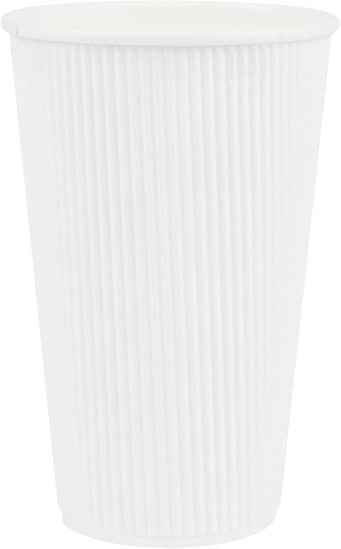 Restaurantware 16 Ounce Ripple Wall Disposable Coffee Cups, 500 Insulated White - Image 2