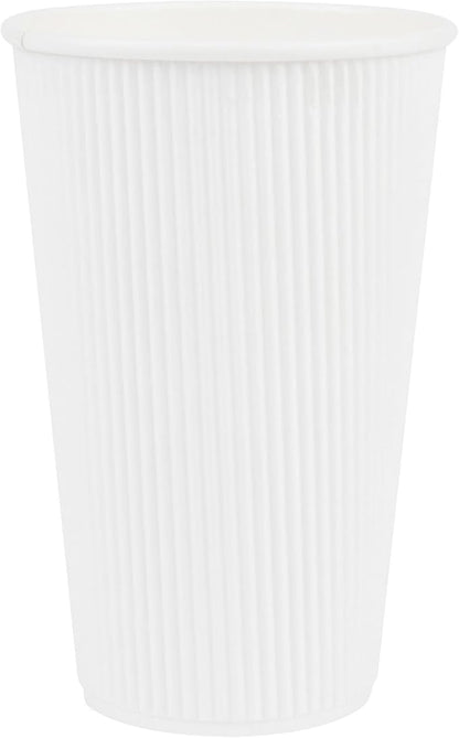 Restaurantware 16 Ounce Ripple Wall Disposable Coffee Cups, 500 Insulated White - Image 2