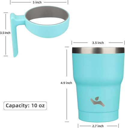 Konokyo 10 oz Tumbler with Handle and Straw, Insulated Travel Mug | Turquoise; - Image 4
