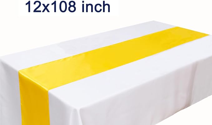 Pack of 10 Satin Yellow Table Runners 12 x 108 Inches - Image 3