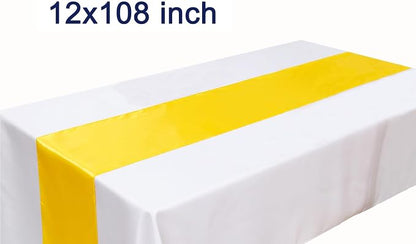 Pack of 10 Satin Yellow Table Runners 12 x 108 Inches - Image 3