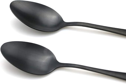 JASHII Modern Royal 20 Pcs Matte Black 18/10 Stainless Steel Utensils Cutlery Dinnerware Set w/ 4 Pcs Straw, Knife Fork and Spoon Flatware Set for Wedding Festival Christmas Party Service for 4