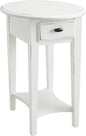 Leick Home Haven Ridge Oval End Table, One Drawer Side Table, Farmhouse White, 214387
