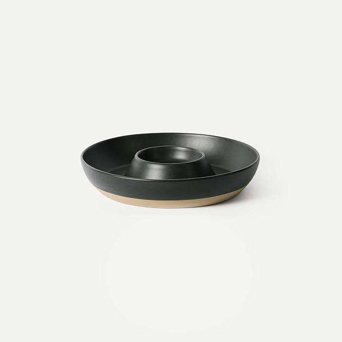 MORA Ceramic Chips and Dip Serving Tray: Large Divided Party Bowl Set by MORA